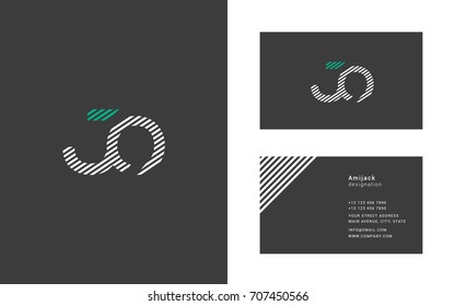 J O joint logo design vector with business card vector