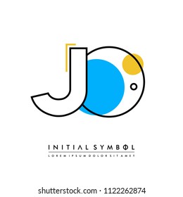 J O Memphis letter style, initial logo template vector full color.