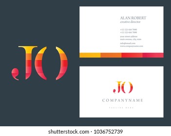 J & O multicolor joint Letters Logo Icon with business card template