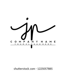 J P Initial handwriting logo vector