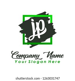 J P Initial handwriting logo vector