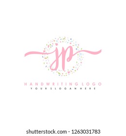 J P Initial handwriting logo vector