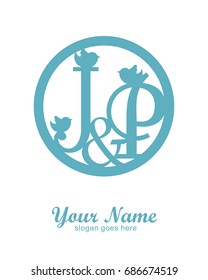 J P initial wedding decorative logo template