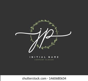 J P JP Beauty vector initial logo, handwriting logo of initial signature, wedding, fashion, jewelry, boutique, floral and botanical with creative template for any company or business.