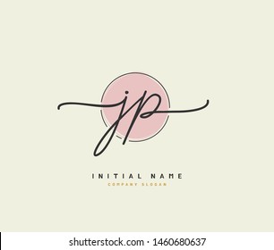 J P JP Beauty vector initial logo, handwriting logo of initial signature, wedding, fashion, jewelry, boutique, floral and botanical with creative template for any company or business.