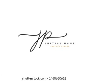 J P JP Beauty vector initial logo, handwriting logo of initial signature, wedding, fashion, jewelry, boutique, floral and botanical with creative template for any company or business.
