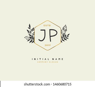 J P JP Beauty vector initial logo, handwriting logo of initial signature, wedding, fashion, jewelry, boutique, floral and botanical with creative template for any company or business.