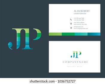 J & P multicolor joint Letters Logo Icon with business card template
