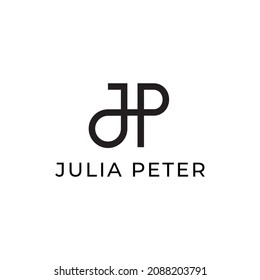 SÍMBOLOS DE ICONO DE ILUSTRACIÓN DE DISEÑO DE LOGOTIPO DE NOMBRE J Y P 