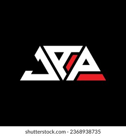 J Diseño del logotipo de la letra del triángulo P con forma de triángulo. Monograma de diseño del logotipo del triángulo de J AP. Plantilla de logotipo vectorial de triángulo JA P con color rojo. P