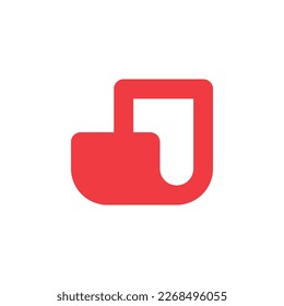 J Paper Logo Symbol Brand Icon Simple Minimal Red Rounded Modern Office Document Files Sheet PDF DOC