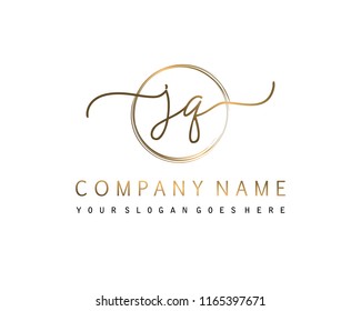 J Q Initial handwriting logo vector