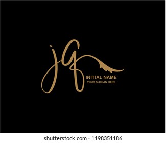 J Q Initial Handwriting Logo Template