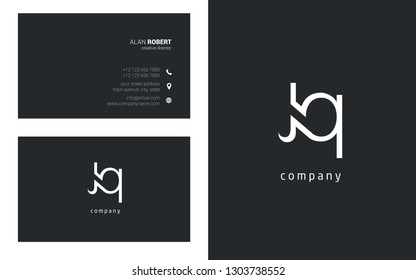 J & Q line logo joint letter design with business card template