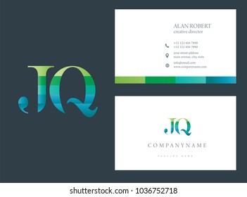 J & Q multicolor joint Letters Logo Icon with business card template