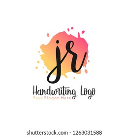J R Initial handwriting logo vector