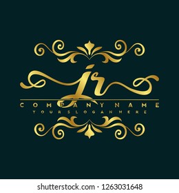 J R Initial handwriting logo vector