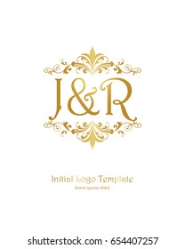 J & R initial wedding logo template vector