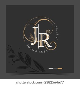 J, R, JR, Beauty vector initial logo, wedding monogram collection, Modern Minimalistic and Floral templates for Invitation cards, Save the Date, Logo identity for restaurant, boutique, cafe in vector