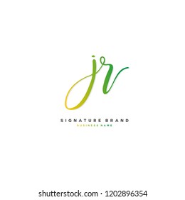 J R JR Initial letter handwriting and  signature logo concept design