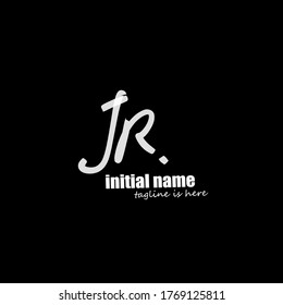 J R JR initial letter handwriting and signature logo. isolated black background