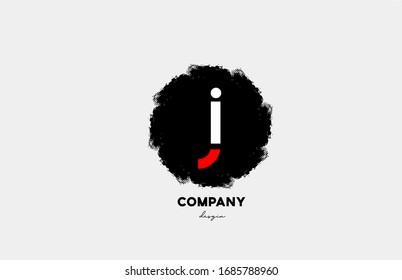 J red white black letter alphabet logo icon with grunge design for business and company