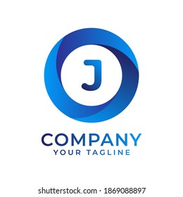 J Rounded Luxury Premium Initial Logo - Blue Concept