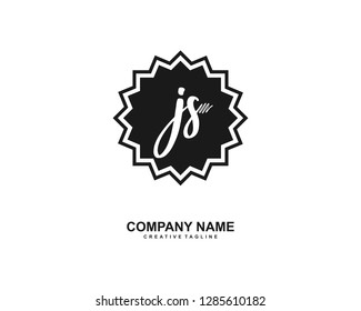 J S Initial Handwriting Logo Template Vector
