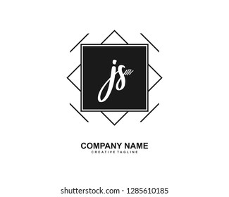 J S Initial Handwriting Logo Template Vector