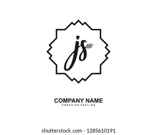 J S Initial Handwriting Logo Template Vector