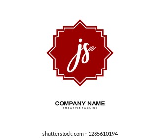 J S Initial Handwriting Logo Template Vector