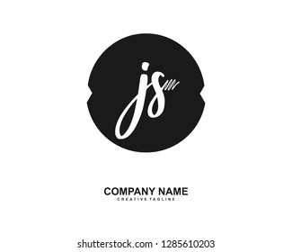 J S Initial Handwriting Logo Template Vector