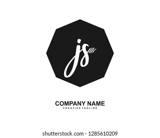 J S Initial Handwriting Logo Template Vector