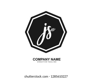 J S Initial Handwriting Logo Template Vector