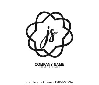 J S Initial Handwriting Logo Template Vector
