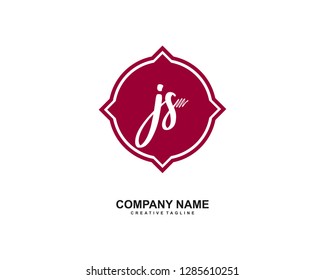 J S Initial Handwriting Logo Template Vector