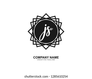 J S Initial Handwriting Logo Template Vector