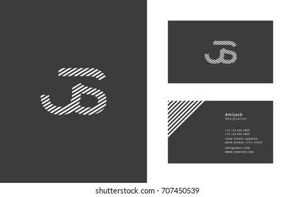 J S joint logo design vector with business card vector