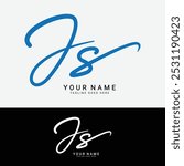 J, S, JS Initial letter logo. Alphabet JS Handwritten Signature logo