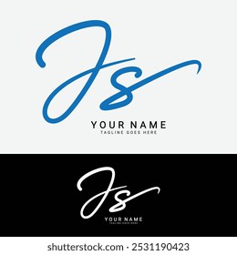 J, S, JS Logotipo inicial de la letra. Logo de Alphabet JS Handwritten Signature