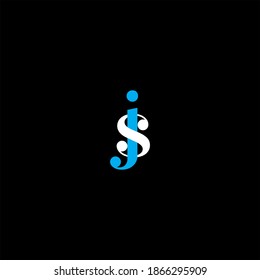 Diseño abstracto del logotipo de letra J S sobre fondo de color negro. monograma de js