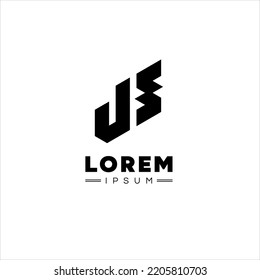 J and S letter logo design template with abstract geometric style.