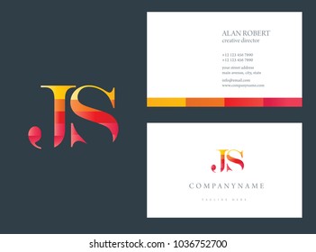J & S multicolor joint Letters Logo Icon with business card template