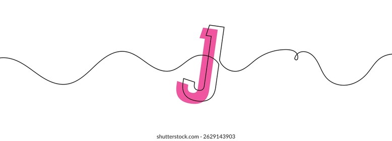 J single line drawing of a letter j. Continuous line alphabet symbol icon. One line icon. Vector illustration.