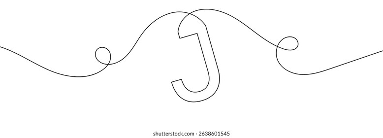 
J single line drawing of a letter j. Continuous line alphabet symbol icon. One line icon. Vector illustration.   