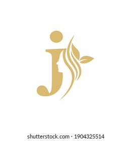 j small letter Vector abstract logo, branding design templates in trendy linear minimal style, emblem for beauty studio and cosmetics, spa, beautiful woman's face, badge for makeup artist, fashion