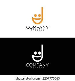 j smile logo design and premium vector templates