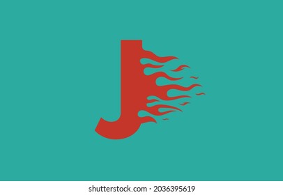 J speed fire with flames logo letter. Burning letter icon for your project, application or company.