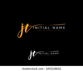 J T Initial handwriting logo vector. Hand lettering for designs.