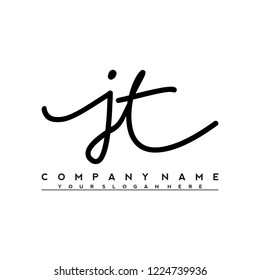J T Initial handwriting logo vector